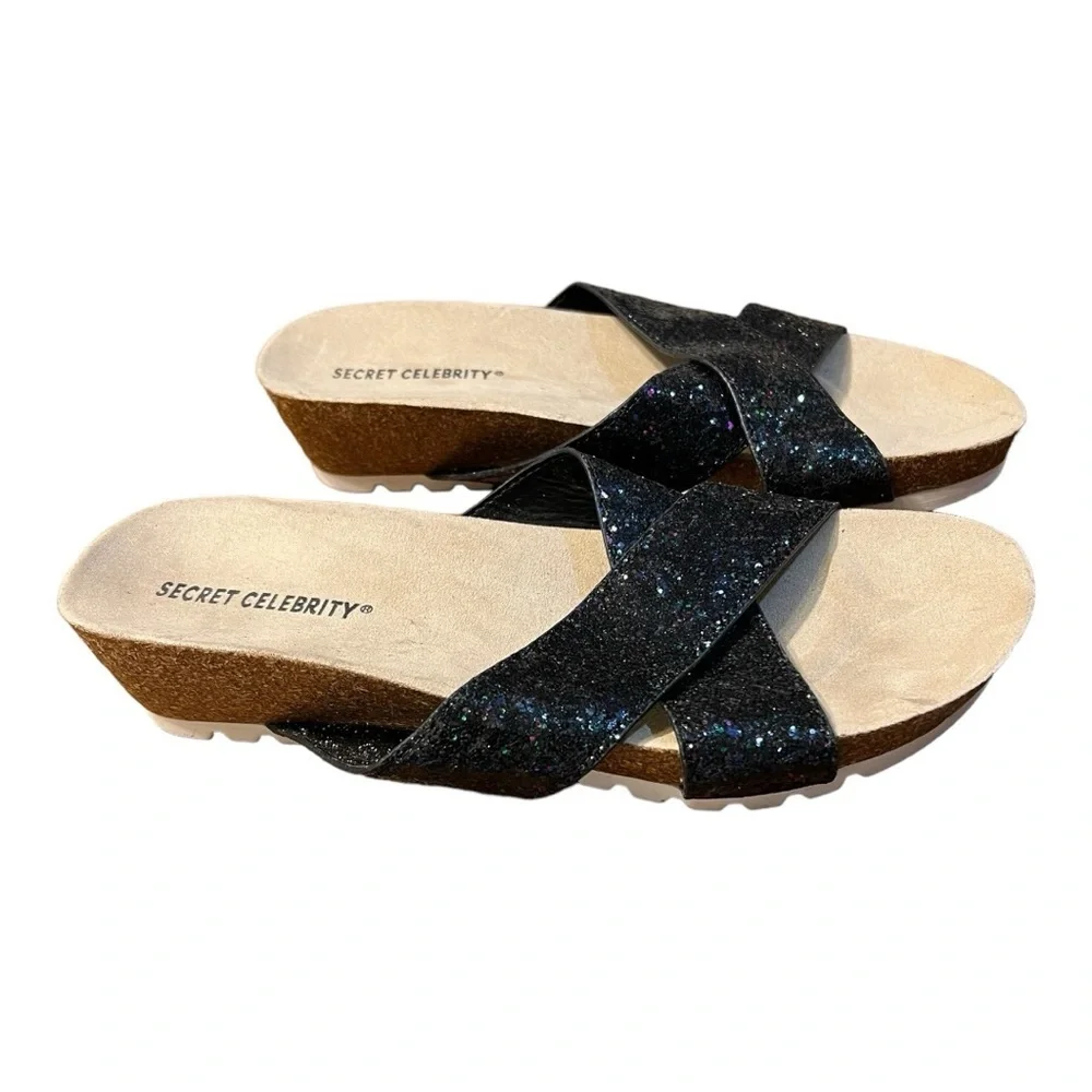 Secret Celebrity Cookie Crumble Glitter Slides Vegan Size 8M